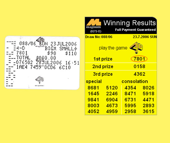 magnum 4d result - 23 jul 2006