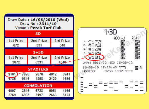Result Damacai 16 June 10