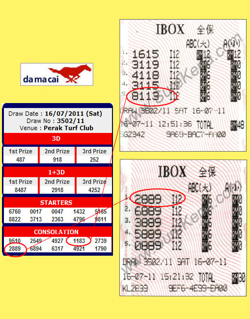 Winning Ticket PMP Consolation Prize 16 July 2011
