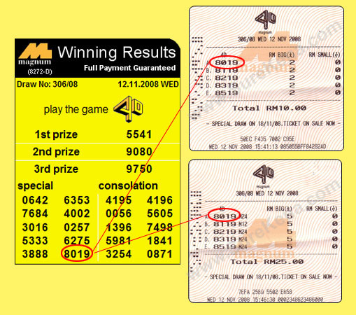 Magnum 4d result - 12 November 2008