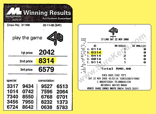 Magnum 4d result - 22 November 2008