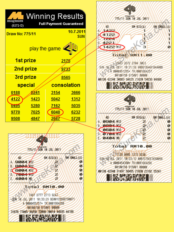 Winning Ticket Magnum Special Prize 10 July 2011