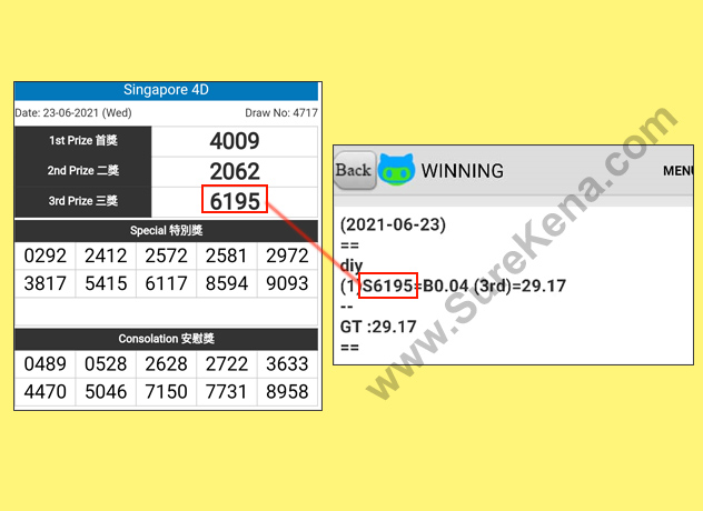 Singapore 4D Result - 23 June 2021
