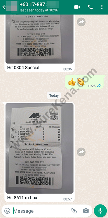 whatsapp lottery 4d win ticket