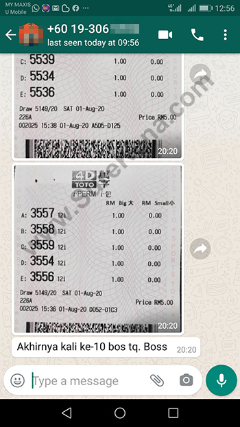 whatsapp lottery 4d win ticket