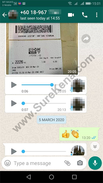whatsapp lottery 4d win ticket