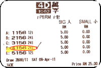 Winning Ticket  spot toto 1st prize 09 April 2011