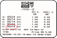Winning Tickets Toto 1st Prize mbox 19 May 2010.