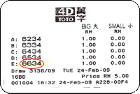 Toto 4d result 1st prize - 24 February 2009
