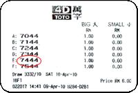 TOTO 3rd prize - 10 Apr 10