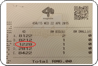 Winning Ticket Magnum Consolation Prize - 22 April 2015