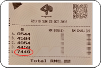 Winning Ticket Magnum 4D Consolation Prize - 23 October 2016