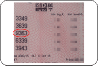 Winning Ticket Toto Consolation Prize - 10 October 2015