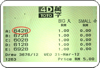 Winning Ticket Magnum 4D Special Prize 21 March 2012