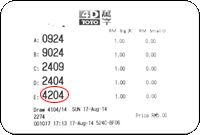 Winning Ticket Toto First Prize - 17 August 2014