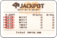 Winning Ticket  Magnum  4d Jackpot 5th prize 15 January 2011