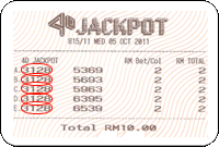 Winning Ticket Magnum 4D Jackpot First Prize 5 October 2011