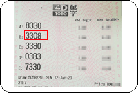 Winning Ticket Toto 4D Second Prize - 12 January 2020