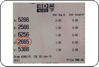 Winning Ticket Toto Special Prize - 2 June 2015