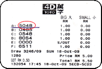 Toto 4d result special prize - 18 October 2009